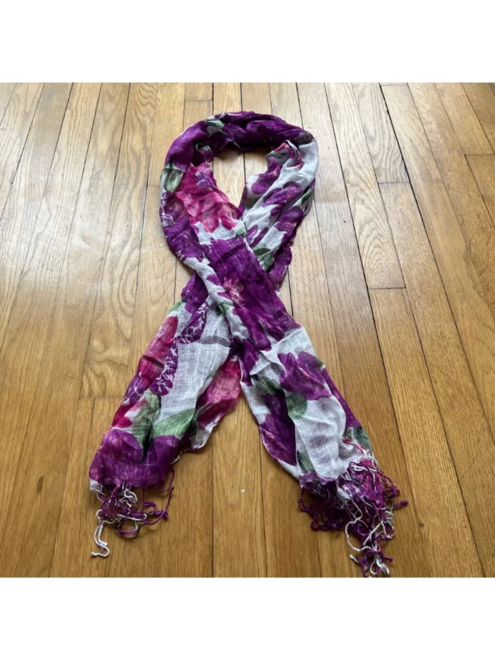 Purple Floral 100% Linen Size 70